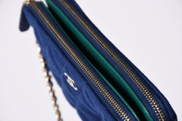 Like new item CHANEL Chanel chain wallet 28 series Matelasse Coco mark navy blue gold hardware used 4a001627