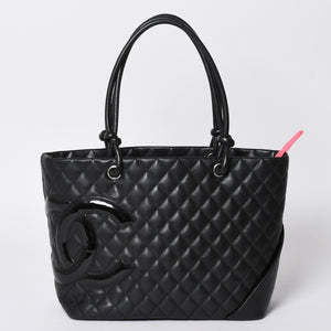 CHANEL シャネル カンボンライン ラージトートバッグ 10番台 ココマーク ラムスキン パテントレザー ブラック 美品 中古 4a001678