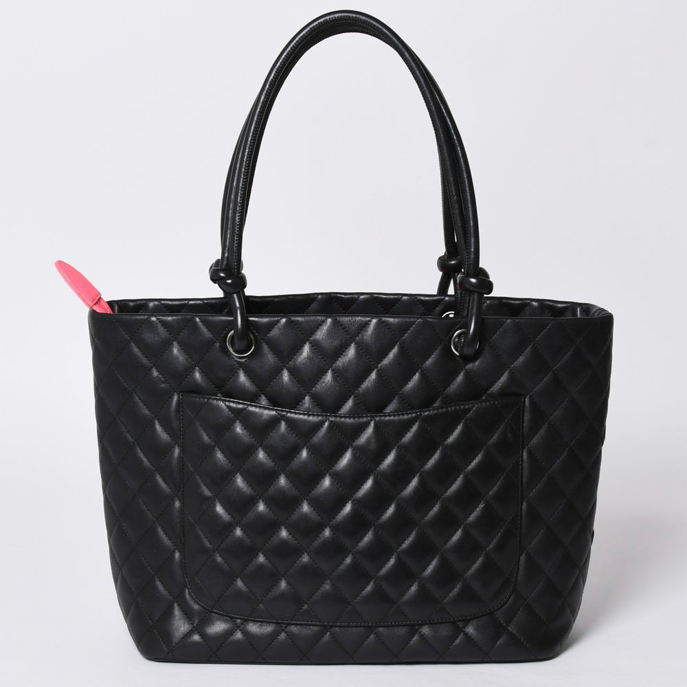 CHANEL シャネル カンボンライン ラージトートバッグ 10番台 ココマーク ラムスキン パテントレザー ブラック 美品 中古 4a001678