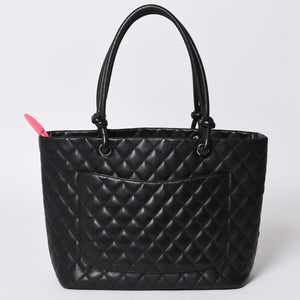 CHANEL シャネル カンボンライン ラージトートバッグ 10番台 ココマーク ラムスキン パテントレザー ブラック 美品 中古 4a001678