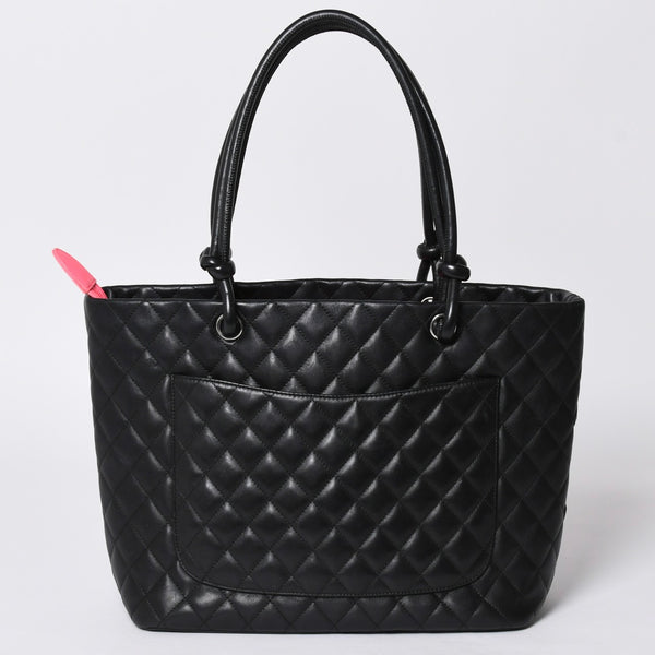 CHANEL シャネル カンボンライン ラージトートバッグ 10番台 ココマーク ラムスキン パテントレザー ブラック 美品 中古 4a001678