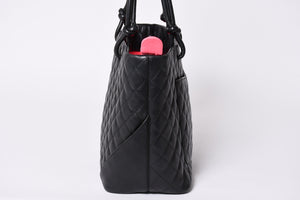 CHANEL シャネル カンボンライン ラージトートバッグ 10番台 ココマーク ラムスキン パテントレザー ブラック 美品 中古 4a001678