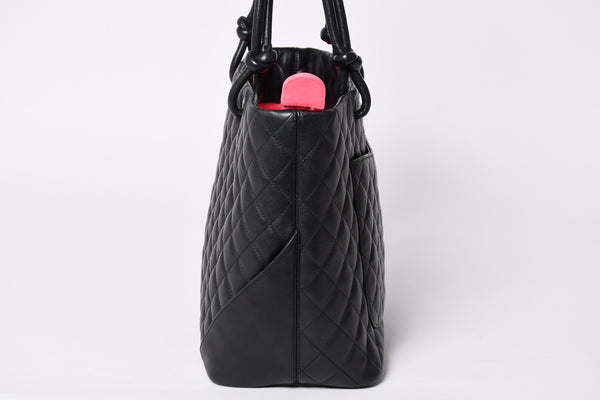 CHANEL シャネル カンボンライン ラージトートバッグ 10番台 ココマーク ラムスキン パテントレザー ブラック 美品 中古 4a001678