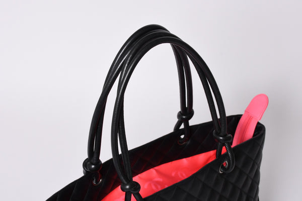 CHANEL シャネル カンボンライン ラージトートバッグ 10番台 ココマーク ラムスキン パテントレザー ブラック 美品 中古 4a001678