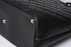 CHANEL シャネル カンボンライン ラージトートバッグ 10番台 ココマーク ラムスキン パテントレザー ブラック 美品 中古 4a001678