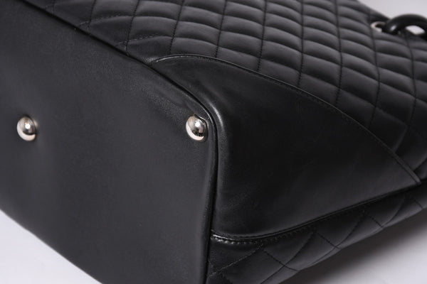 CHANEL シャネル カンボンライン ラージトートバッグ 10番台 ココマーク ラムスキン パテントレザー ブラック 美品 中古 4a001678