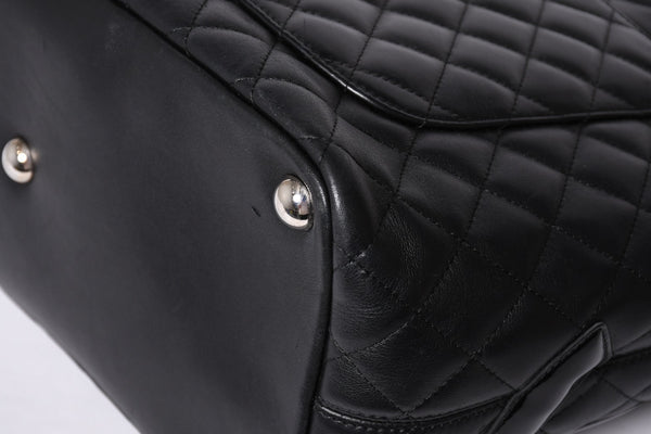 CHANEL シャネル カンボンライン ラージトートバッグ 10番台 ココマーク ラムスキン パテントレザー ブラック 美品 中古 4a001678