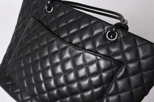 CHANEL シャネル カンボンライン ラージトートバッグ 10番台 ココマーク ラムスキン パテントレザー ブラック 美品 中古 4a001678