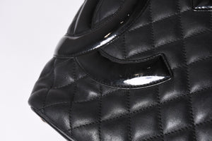 CHANEL シャネル カンボンライン ラージトートバッグ 10番台 ココマーク ラムスキン パテントレザー ブラック 美品 中古 4a001678