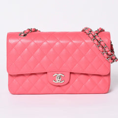 Like new CHANEL Chanel Matelasse 25 W flap W chain shoulder bag A01112 10th series Coco mark caviar skin used 4a001776