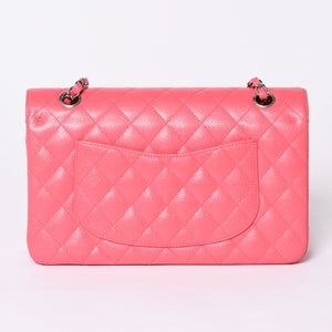 Like new CHANEL Chanel Matelasse 25 W flap W chain shoulder bag A01112 10th series Coco mark caviar skin used 4a001776