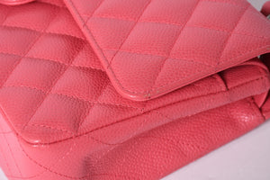 Like new CHANEL Chanel Matelasse 25 W flap W chain shoulder bag A01112 10th series Coco mark caviar skin used 4a001776