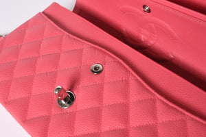 Like new CHANEL Chanel Matelasse 25 W flap W chain shoulder bag A01112 10th series Coco mark caviar skin used 4a001776