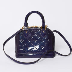 LOUIS VUITTON ルイヴィトン アルマBB 2WAYハンドバッグ Ｍ90975 ブルーベリー モノグラム ゴールド金具 ヴェルニ 美品 中古 4a001633