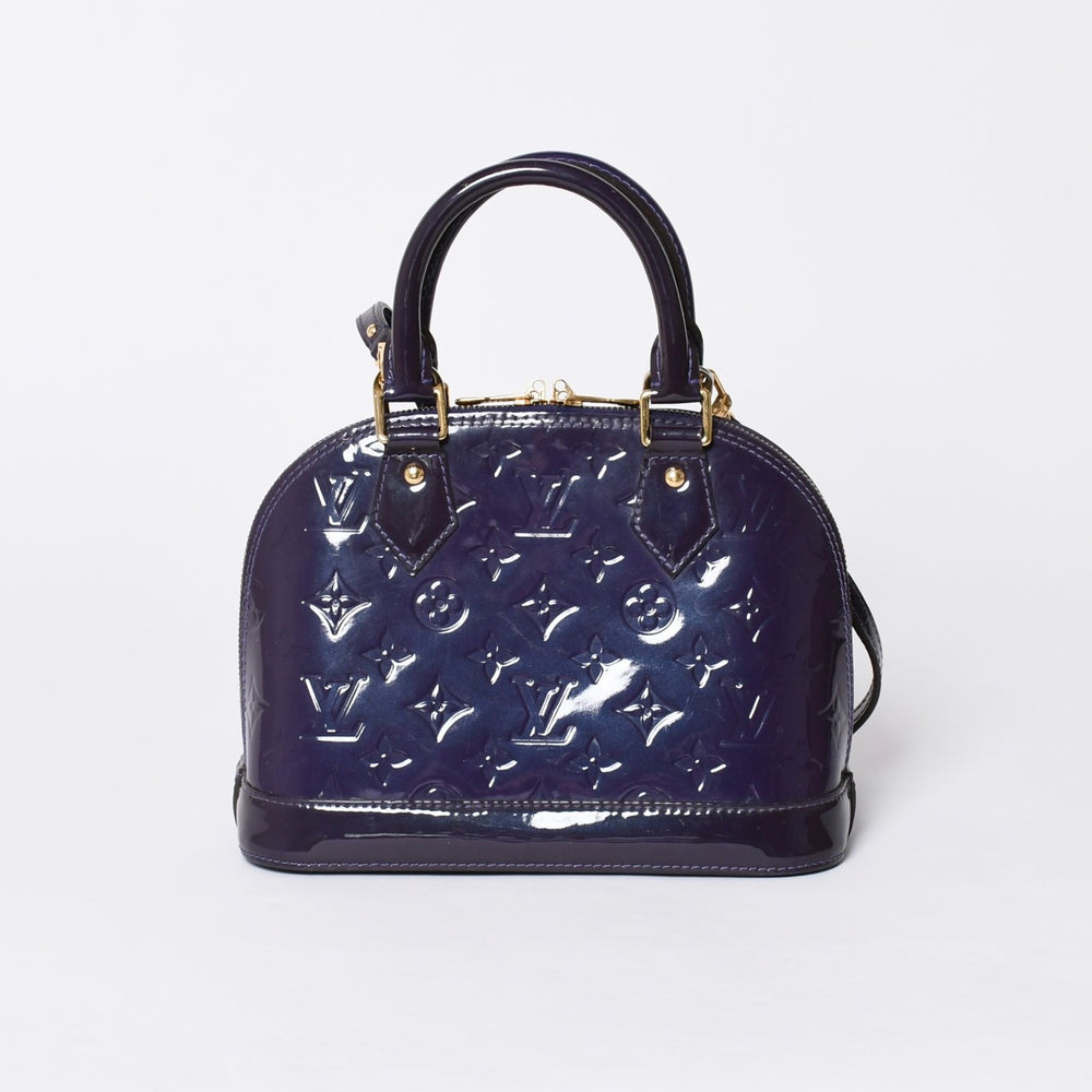 LOUIS VUITTON Alma BB 2WAY Handbag M90975 Blueberry Monogram Gold Hardware Vernis Good Condition Used 4a001633