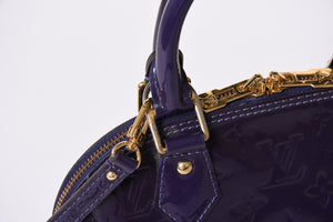 LOUIS VUITTON ルイヴィトン アルマBB 2WAYハンドバッグ Ｍ90975 ブルーベリー モノグラム ゴールド金具 ヴェルニ 美品 中古 4a001633