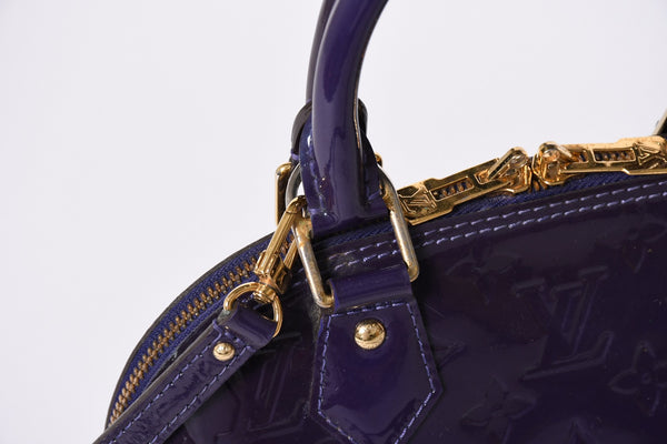 LOUIS VUITTON ルイヴィトン アルマBB 2WAYハンドバッグ Ｍ90975 ブルーベリー モノグラム ゴールド金具 ヴェルニ 美品 中古 4a001633