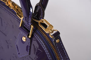 LOUIS VUITTON ルイヴィトン アルマBB 2WAYハンドバッグ Ｍ90975 ブルーベリー モノグラム ゴールド金具 ヴェルニ 美品 中古 4a001633