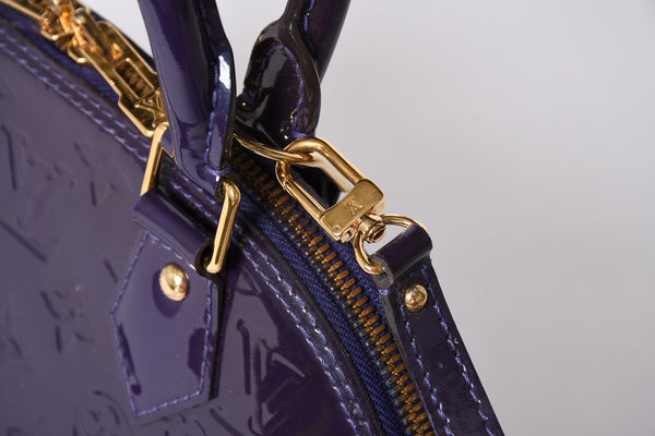 LOUIS VUITTON ルイヴィトン アルマBB 2WAYハンドバッグ Ｍ90975 ブルーベリー モノグラム ゴールド金具 ヴェルニ 美品 中古 4a001633