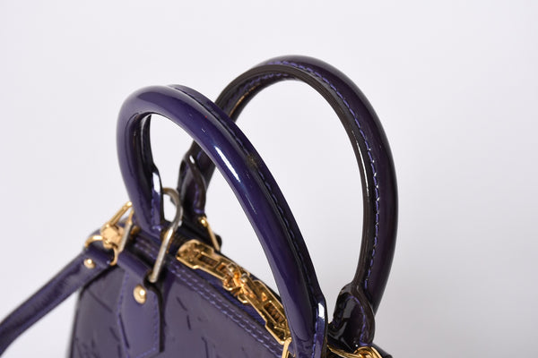 LOUIS VUITTON ルイヴィトン アルマBB 2WAYハンドバッグ Ｍ90975 ブルーベリー モノグラム ゴールド金具 ヴェルニ 美品 中古 4a001633
