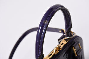 LOUIS VUITTON ルイヴィトン アルマBB 2WAYハンドバッグ Ｍ90975 ブルーベリー モノグラム ゴールド金具 ヴェルニ 美品 中古 4a001633