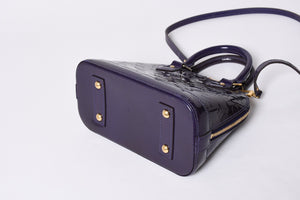 LOUIS VUITTON ルイヴィトン アルマBB 2WAYハンドバッグ Ｍ90975 ブルーベリー モノグラム ゴールド金具 ヴェルニ 美品 中古 4a001633