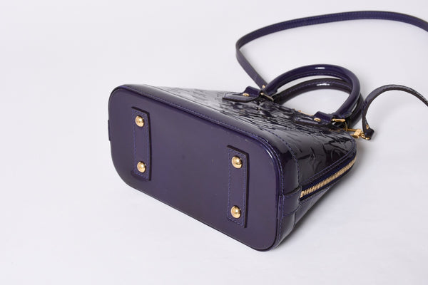 LOUIS VUITTON ルイヴィトン アルマBB 2WAYハンドバッグ Ｍ90975 ブルーベリー モノグラム ゴールド金具 ヴェルニ 美品 中古 4a001633