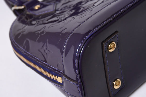 LOUIS VUITTON ルイヴィトン アルマBB 2WAYハンドバッグ Ｍ90975 ブルーベリー モノグラム ゴールド金具 ヴェルニ 美品 中古 4a001633