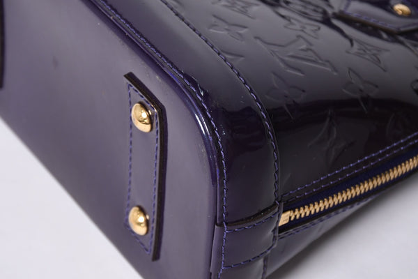 LOUIS VUITTON ルイヴィトン アルマBB 2WAYハンドバッグ Ｍ90975 ブルーベリー モノグラム ゴールド金具 ヴェルニ 美品 中古 4a001633