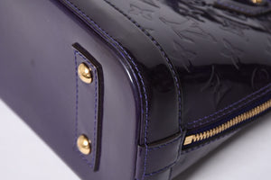 LOUIS VUITTON ルイヴィトン アルマBB 2WAYハンドバッグ Ｍ90975 ブルーベリー モノグラム ゴールド金具 ヴェルニ 美品 中古 4a001633