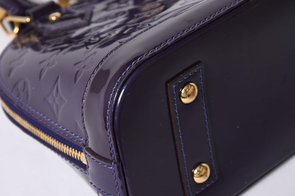 LOUIS VUITTON ルイヴィトン アルマBB 2WAYハンドバッグ Ｍ90975 ブルーベリー モノグラム ゴールド金具 ヴェルニ 美品 中古 4a001633