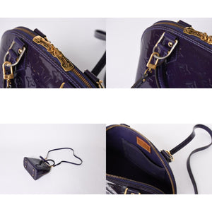 LOUIS VUITTON ルイヴィトン アルマBB 2WAYハンドバッグ Ｍ90975 ブルーベリー モノグラム ゴールド金具 ヴェルニ 美品 中古 4a001633