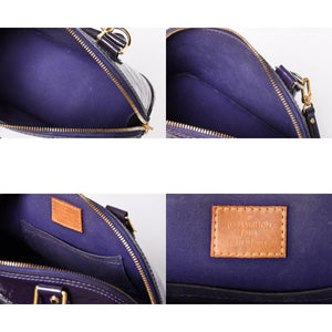 LOUIS VUITTON ルイヴィトン アルマBB 2WAYハンドバッグ Ｍ90975 ブルーベリー モノグラム ゴールド金具 ヴェルニ 美品 中古 4a001633