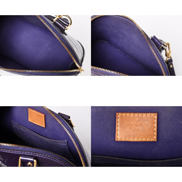 LOUIS VUITTON ルイヴィトン アルマBB 2WAYハンドバッグ Ｍ90975 ブルーベリー モノグラム ゴールド金具 ヴェルニ 美品 中古 4a001633