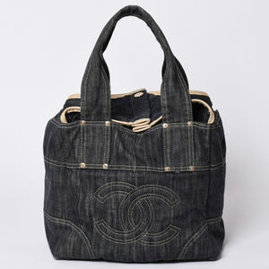 CHANEL Sparkling Denim Tote Bag Denim Fabric Indigo A31985 Gold Hardware Good Condition Used 4a001624