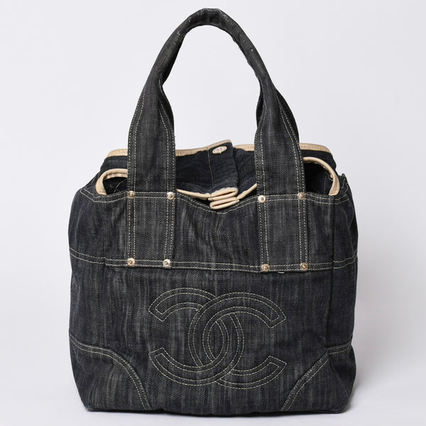 CHANEL Sparkling Denim Tote Bag Denim Fabric Indigo A31985 Gold Hardware Good Condition Used 4a001624