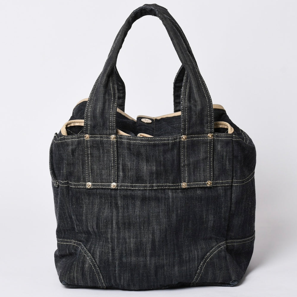 CHANEL シャネル スパークリングデニム トートバッグ デニム生地 インディゴ A31985 ゴールド金具 美品 中古 4a001624