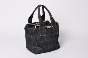 CHANEL Sparkling Denim Tote Bag Denim Fabric Indigo A31985 Gold Hardware Good Condition Used 4a001624