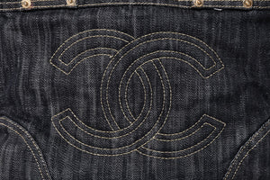 CHANEL Sparkling Denim Tote Bag Denim Fabric Indigo A31985 Gold Hardware Good Condition Used 4a001624
