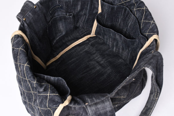 CHANEL Sparkling Denim Tote Bag Denim Fabric Indigo A31985 Gold Hardware Good Condition Used 4a001624