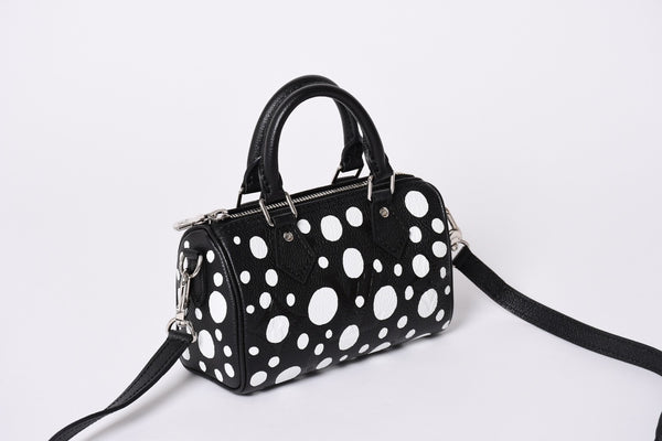 新品同様 LOUIS VUITTON ルイヴィトン ナノ スピーディ 草間彌生 2WAYハンドバッグ M81910 モノグラムアンプラントレザー 中古 4a001166