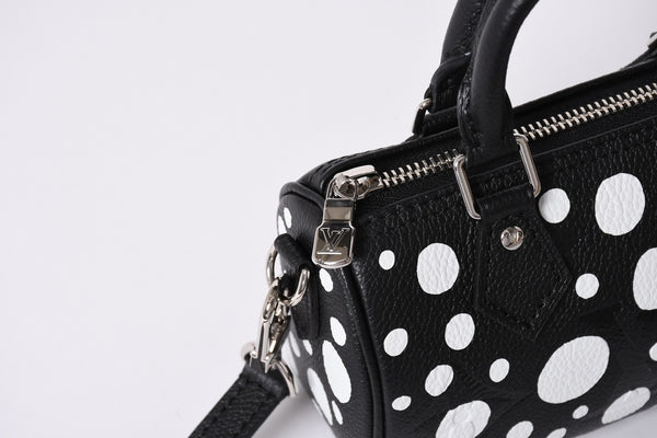 新品同様 LOUIS VUITTON ルイヴィトン ナノ スピーディ 草間彌生 2WAYハンドバッグ M81910 モノグラムアンプラントレザー 中古 4a001166