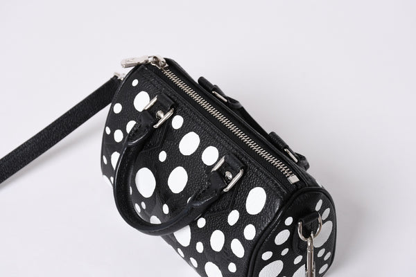 新品同様 LOUIS VUITTON ルイヴィトン ナノ スピーディ 草間彌生 2WAYハンドバッグ M81910 モノグラムアンプラントレザー 中古 4a001166