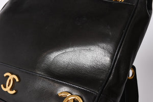 CHANEL Triple Coco Chain Shoulder Bag A03675 Black Gold Hardware Good Used 4a001636