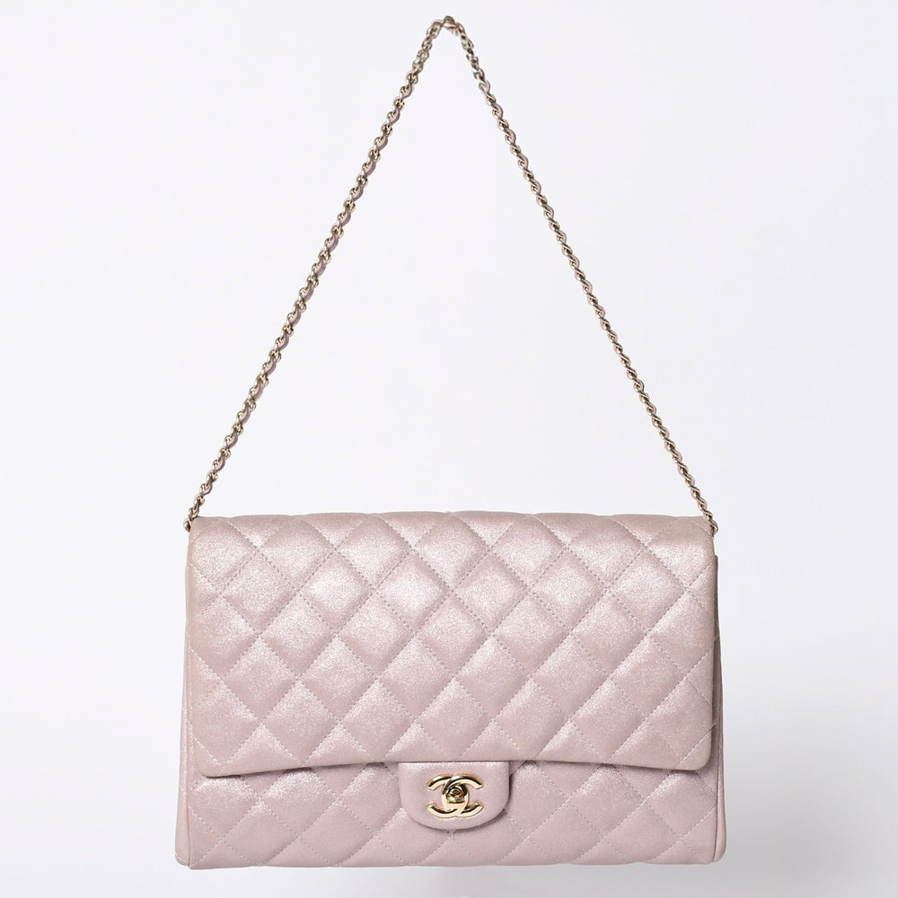 極美品 CHANEL シャネル マトラッセ フラップバッグ ショルダーバッグ 20番台 イリディッセント ピンク ゴールド金具 美品 中古 4a001604