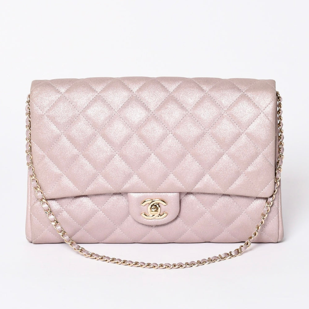 極美品 CHANEL シャネル マトラッセ フラップバッグ ショルダーバッグ 20番台 イリディッセント ピンク ゴールド金具 美品 中古 4a001604