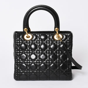 Christian Dior クリスチャンディオール ガリアーノ期 レディディオール ハンドバッグ ラムレザー ブラック 美品 中古 4a000309