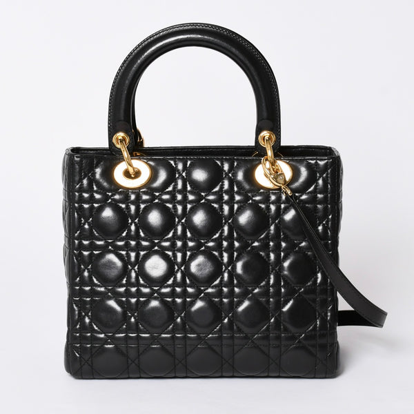 Christian Dior クリスチャンディオール ガリアーノ期 レディディオール ハンドバッグ ラムレザー ブラック 美品 中古 4a000309