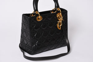Christian Dior クリスチャンディオール ガリアーノ期 レディディオール ハンドバッグ ラムレザー ブラック 美品 中古 4a000309