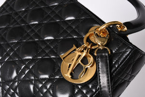 Christian Dior クリスチャンディオール ガリアーノ期 レディディオール ハンドバッグ ラムレザー ブラック 美品 中古 4a000309